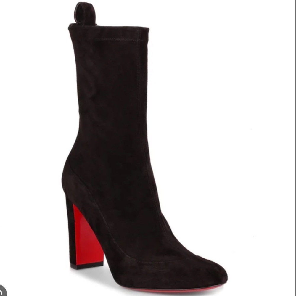 Christian Louboutin Gena 85 black suede stretch boot